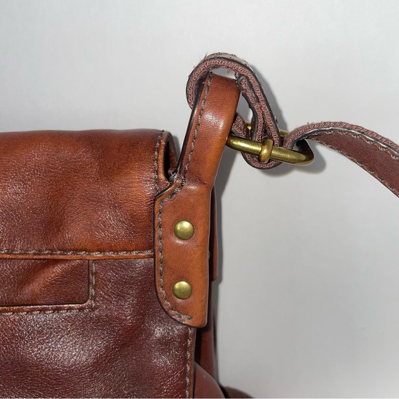 Fossil Brown Leather Messenger Crossbody Flap Saddle Bag - Picture 10 of 14